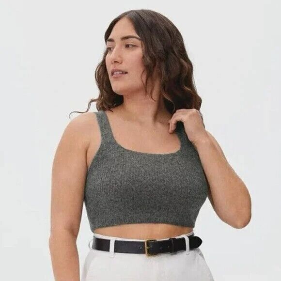 Everlane Crop Tank Womens Small Gray Yak And Wool Blend Cozy Stretch Knit - Picture 1 of 7